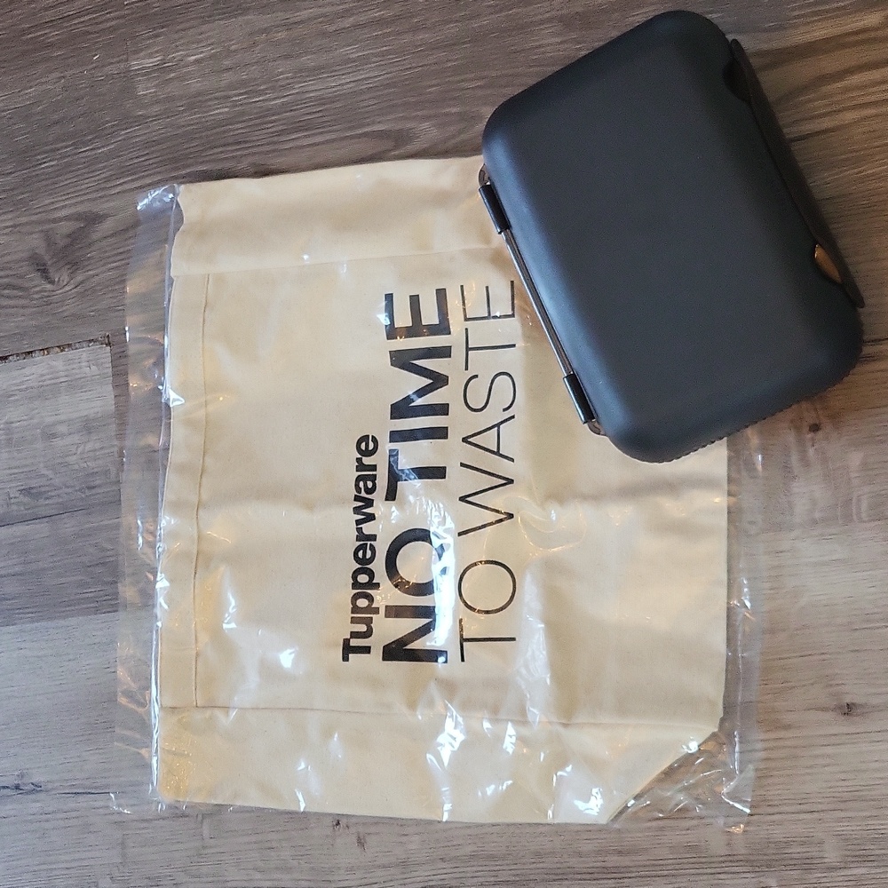 Tupperware l two items l canvas bag l tote bag and lunch box l black